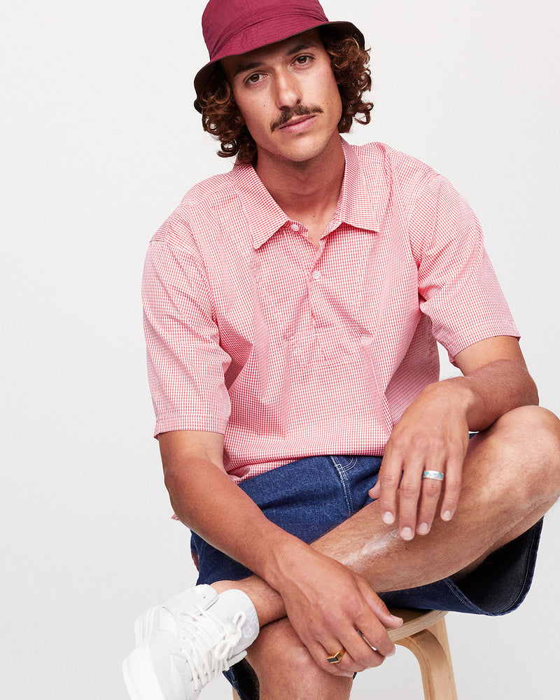 Pop Italo Shirt Orange Gingham