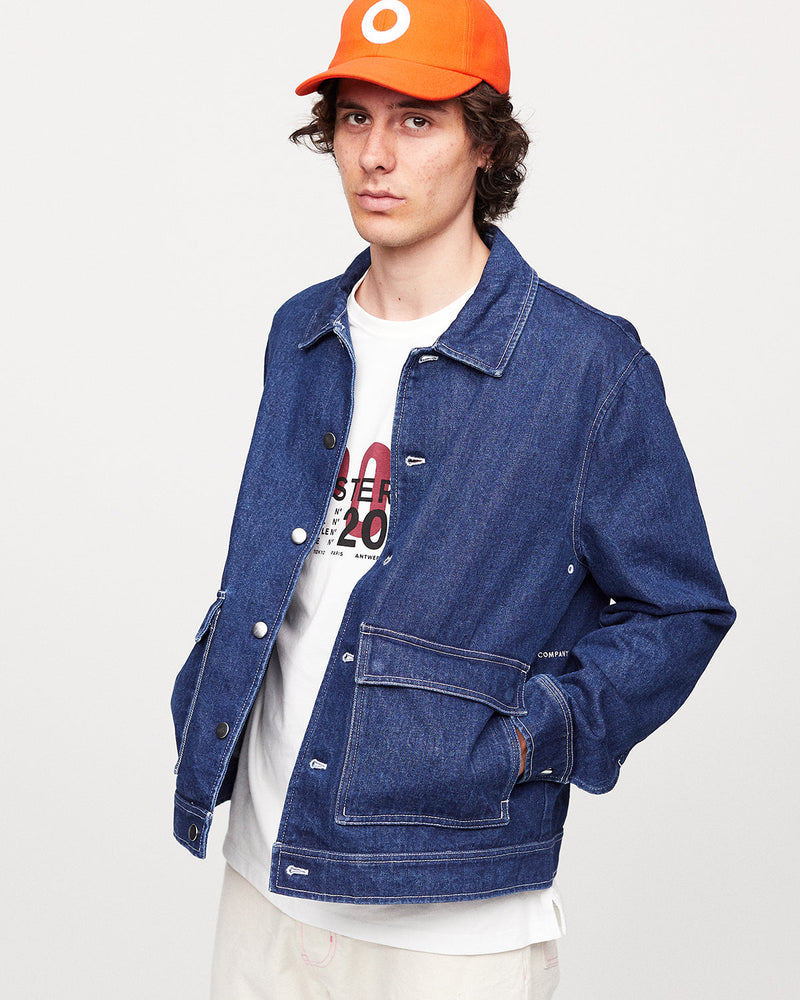 Pop Full Button Jacket Rinsed Denim