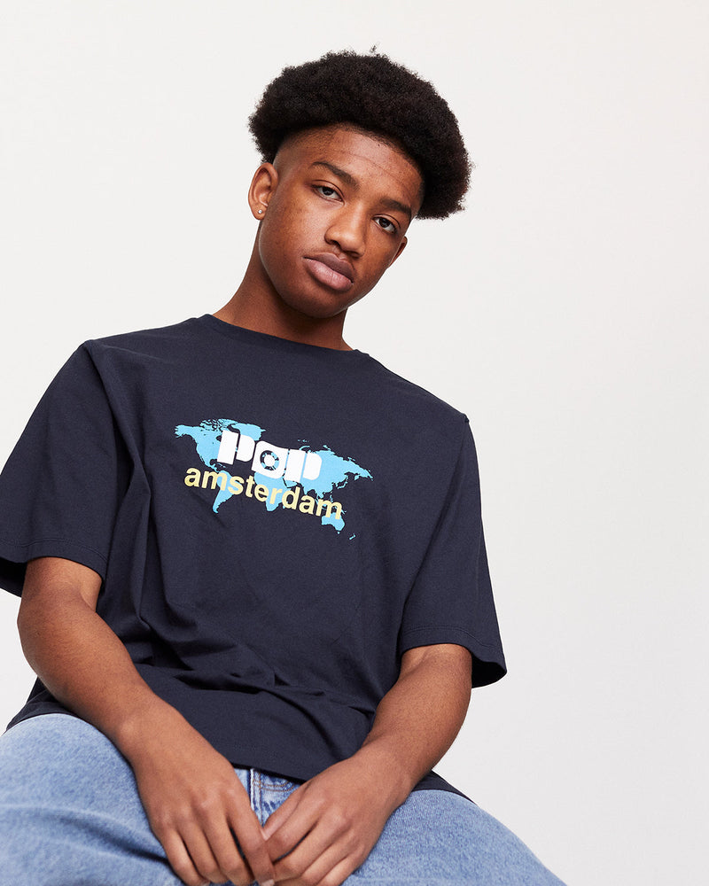 Pop World News T-Shirt Navy
