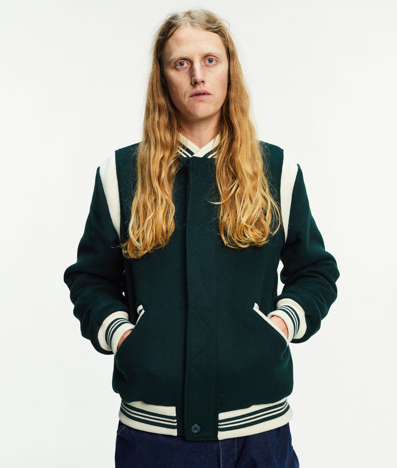 Pop Parra Varsity Jacket Pine Green
