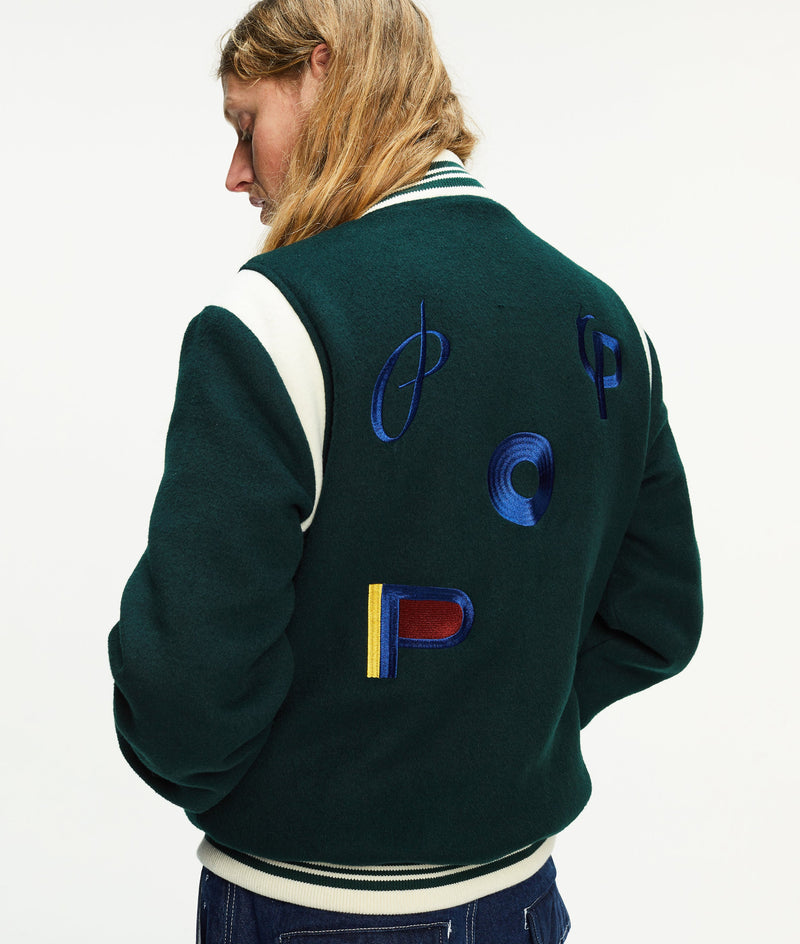 Pop Parra Varsity Jacket Pine Green