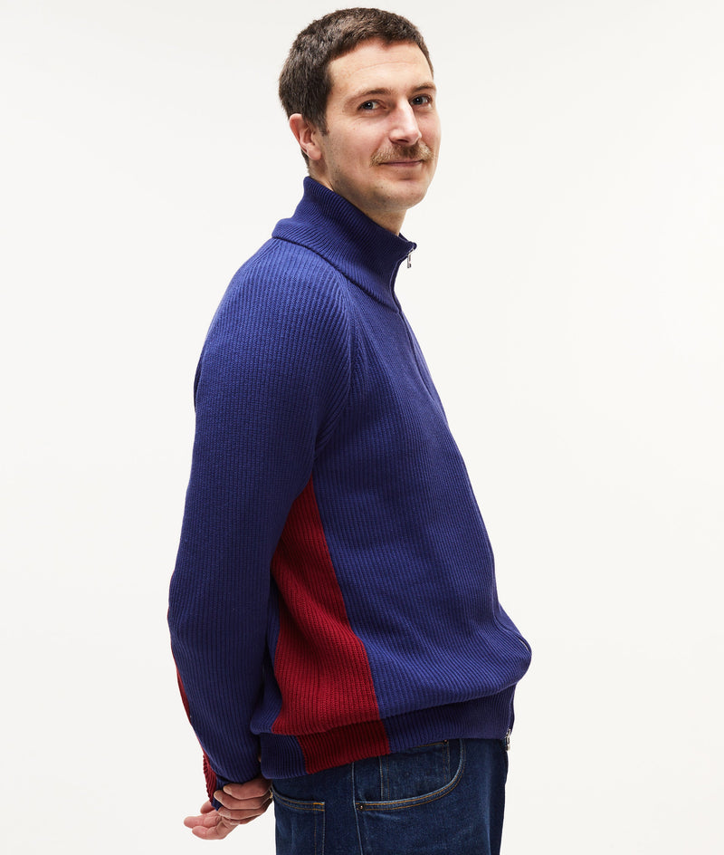 Pop Full Zip Cardigan Sodalite Blue/Fired Brick