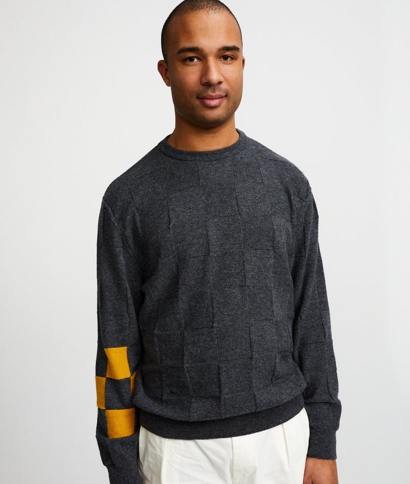 Pop Checked Panel Knitted Crewneck