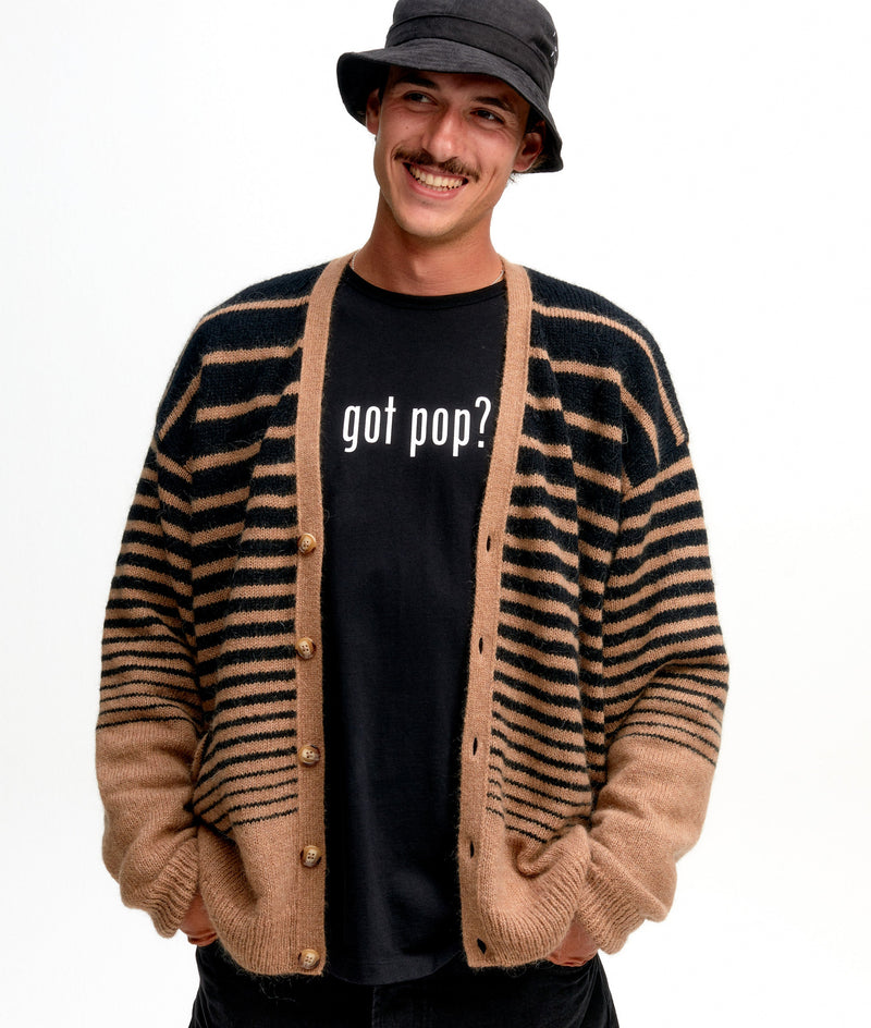 Pop Knitted Cardigan Sesame/Black