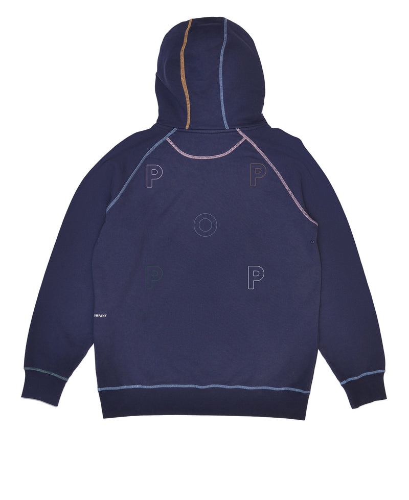 Pop Stitched Logo Hooded Sweat Navy
