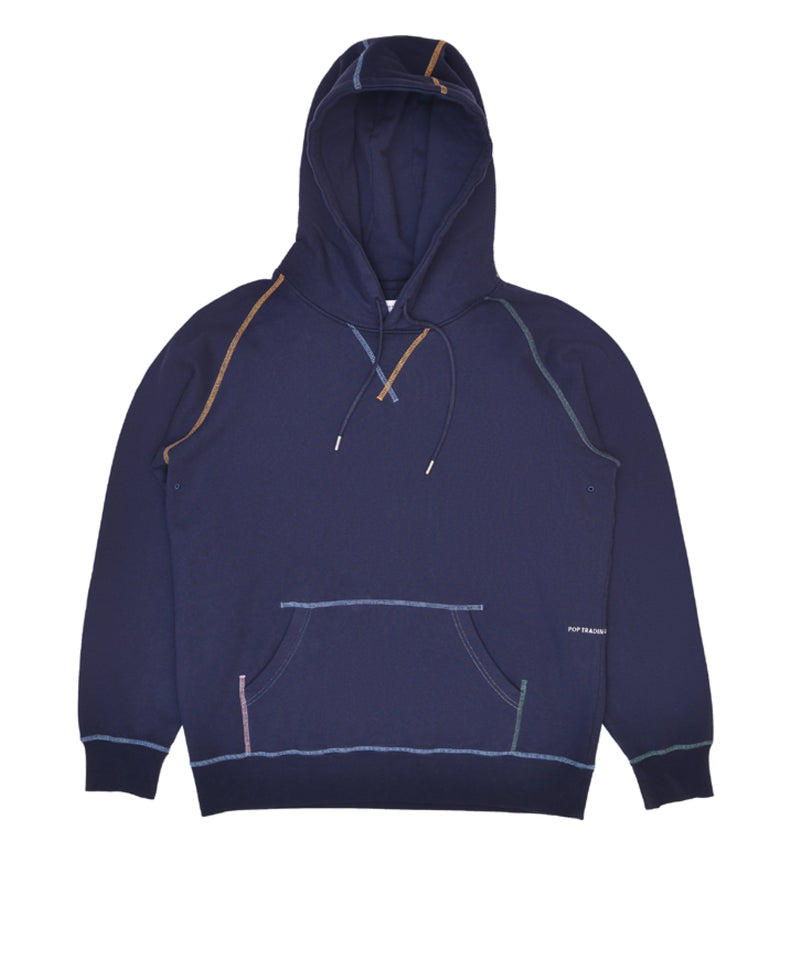 Pop Stitched Logo Hooded Sweat Navy