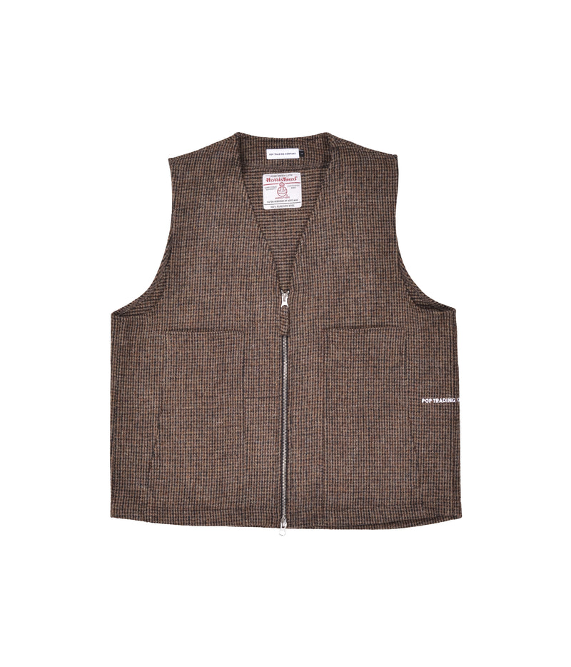 Pop Wizard Vest Harris Tweed Brown