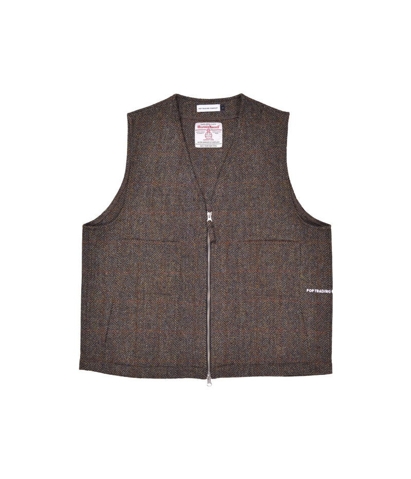Pop Wizard Vest Harris Tweed Green