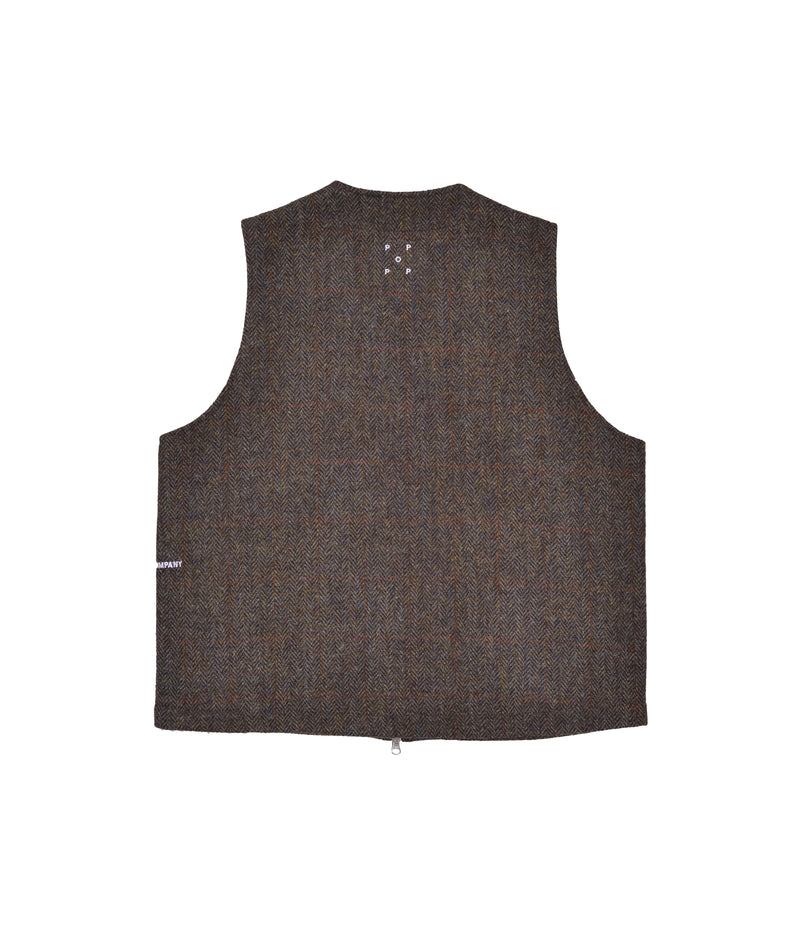 Pop Wizard Vest Harris Tweed Green