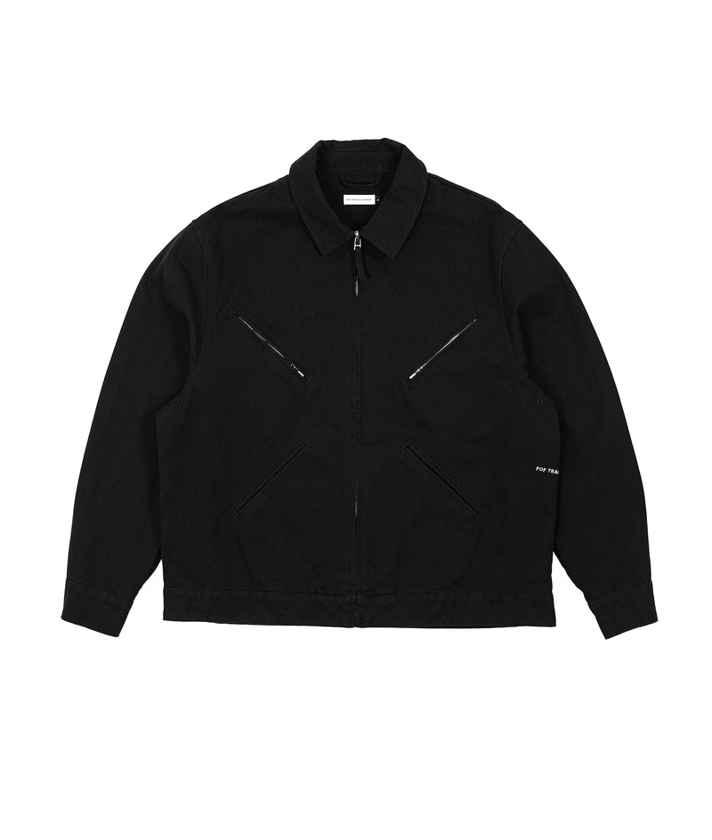 Pop Full Zip Jacket Black Washed Canvas