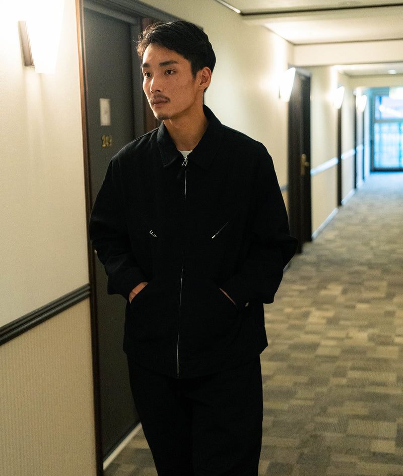 Pop Full Zip Jacket Black Washed Canvas