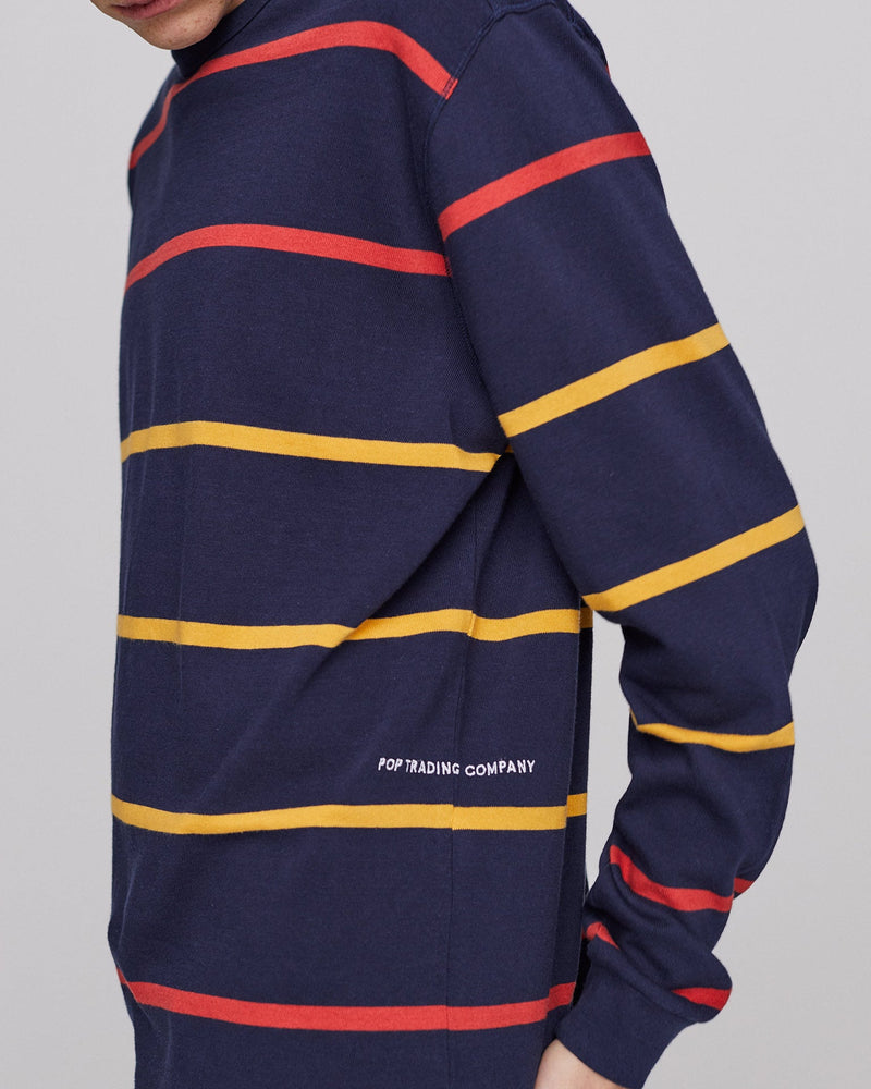 Pop Logo Striped Longsleeve Navy/Red/Yellow