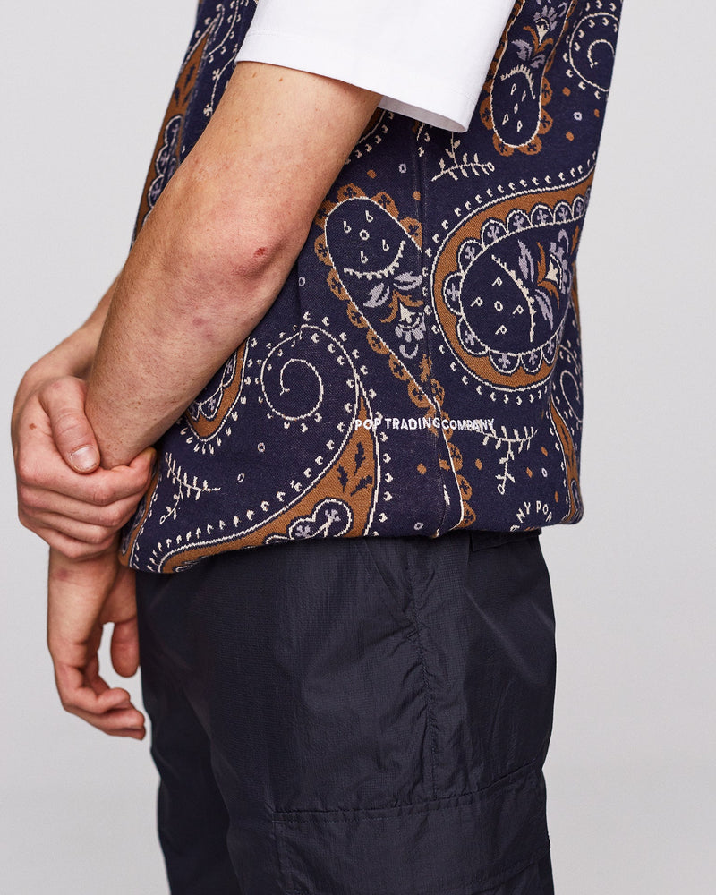 Pop Knitted Paisley Spencer Navy/Brown