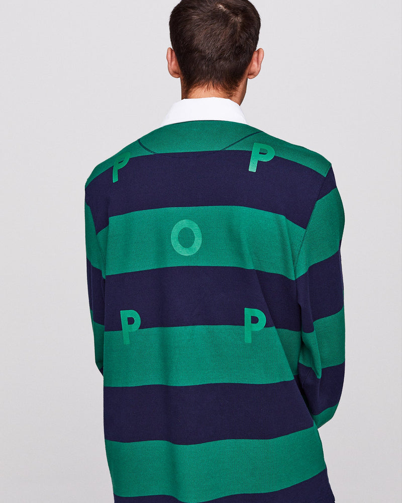 Pop Striped Rugby Shirt Navy/Kelly Green