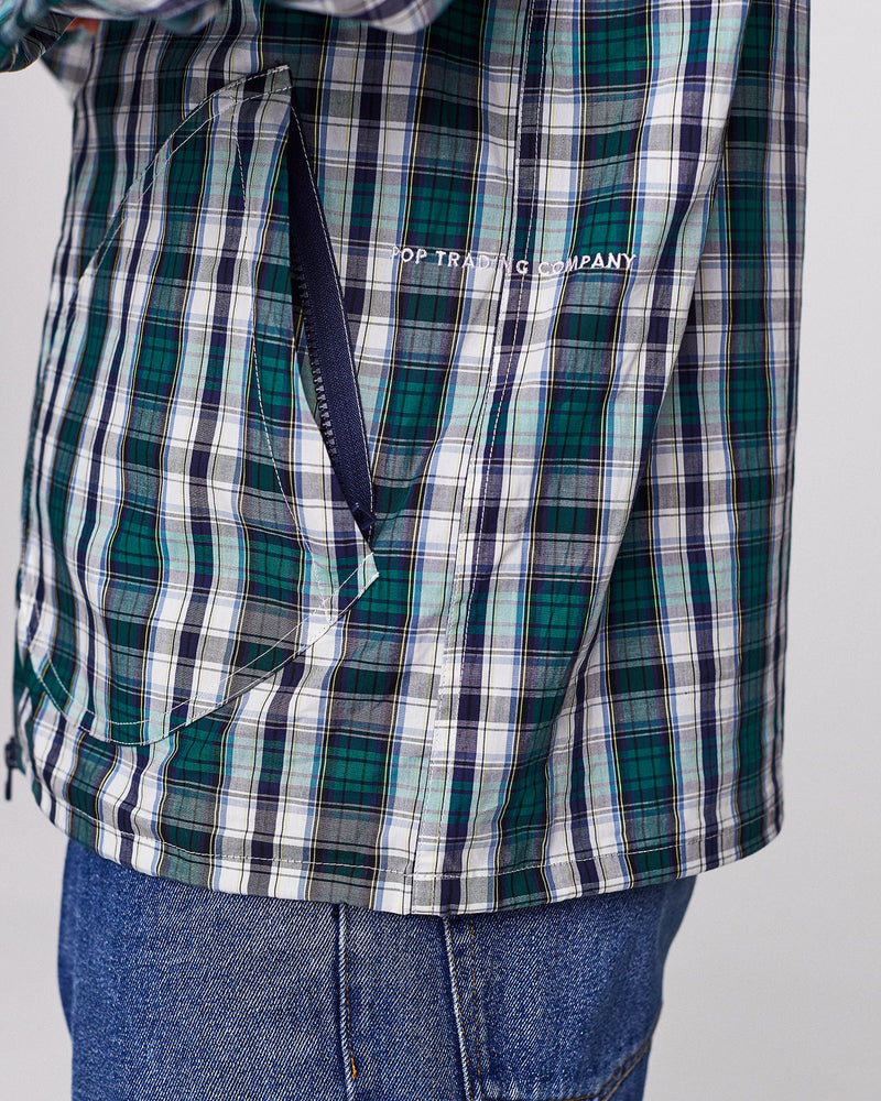 Pop Simple Hooded Jacket Navy/Green Check