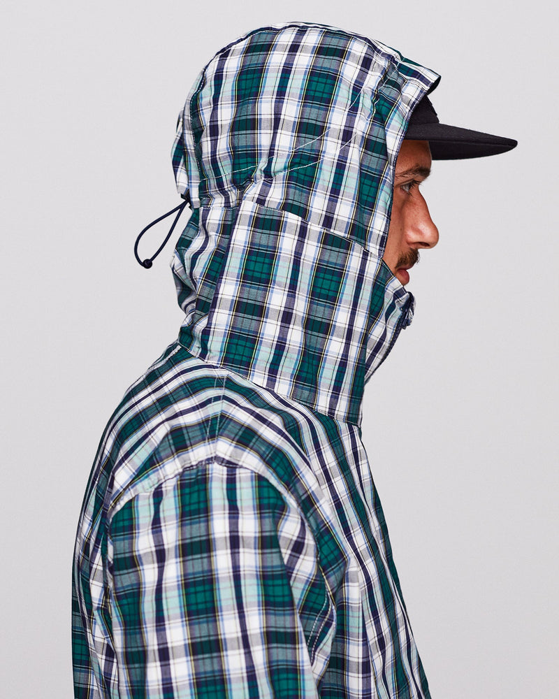 Pop Simple Hooded Jacket Navy/Green Check