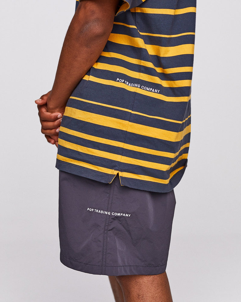 Pop Striped Pocket T-Shirt Charcoal/Burnt Yellow