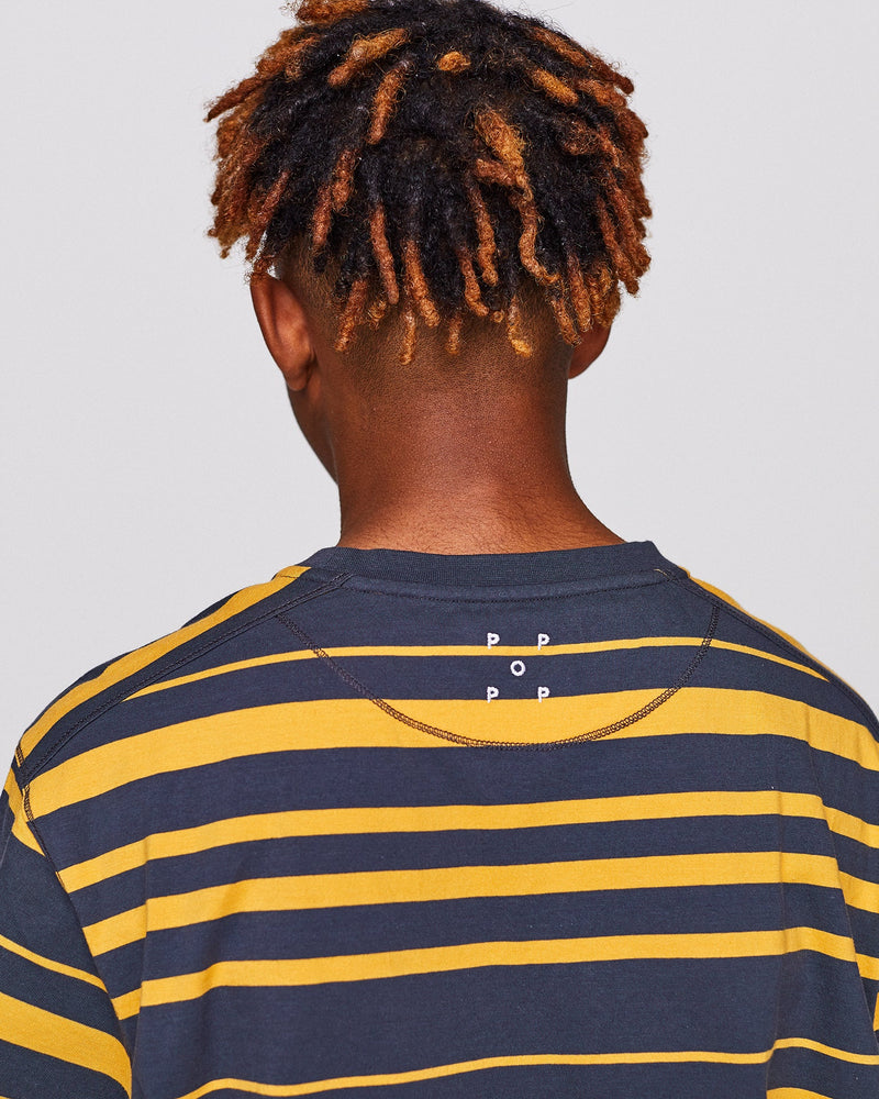 Pop Striped Pocket T-Shirt Charcoal/Burnt Yellow