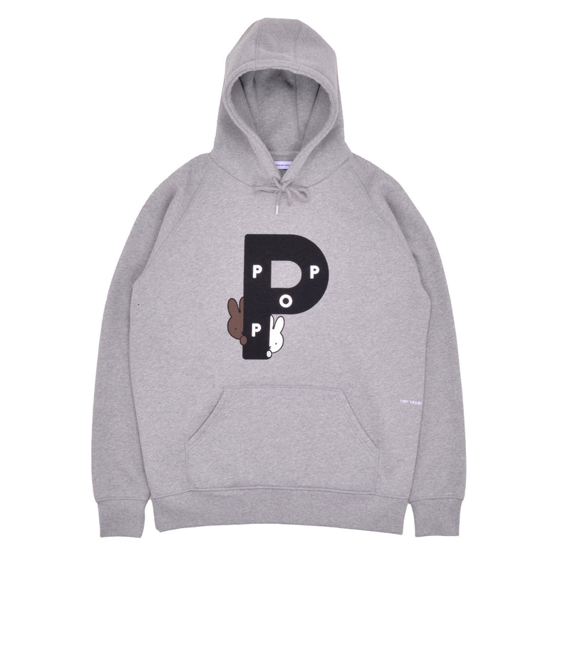 Pop & Miffy Big P Hooded Sweat Light Heather Grey