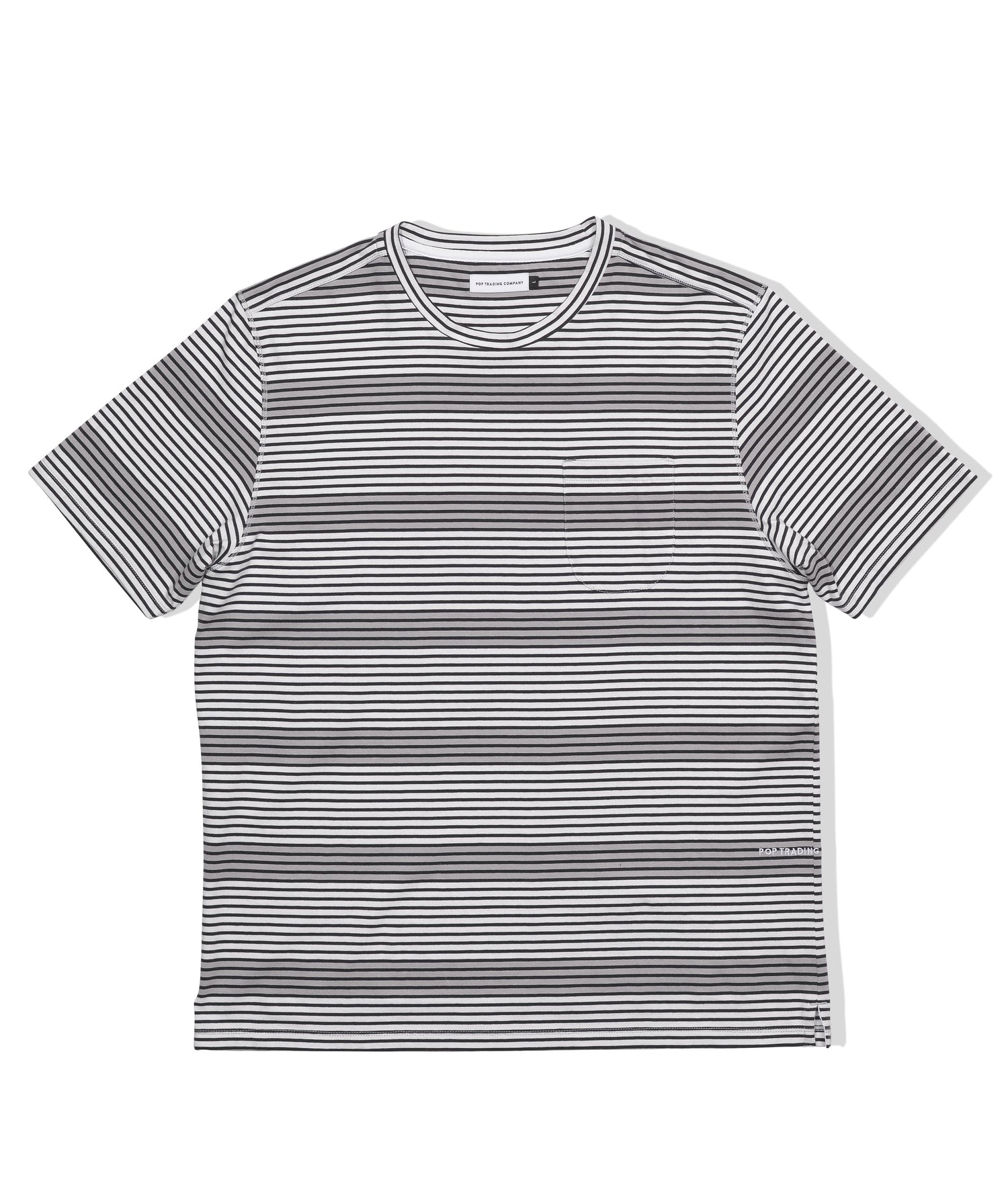 Pop Harde Striped Pocket T-Shirt Anthracite/White