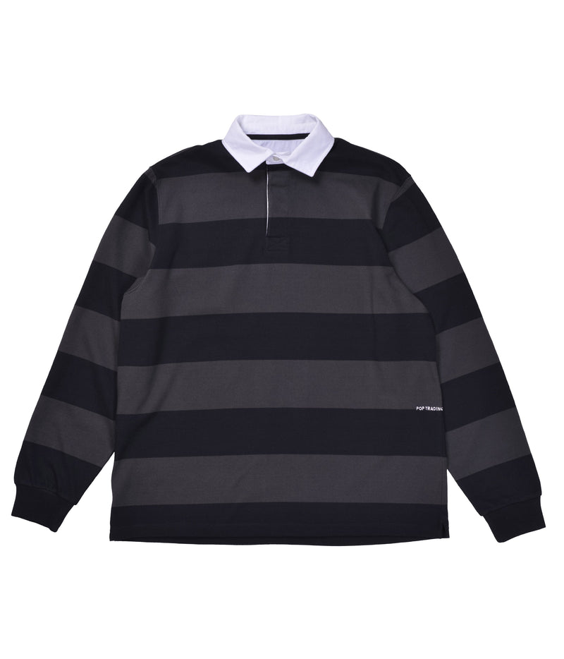 Pop Striped Rugby Polo Black/Anthracite