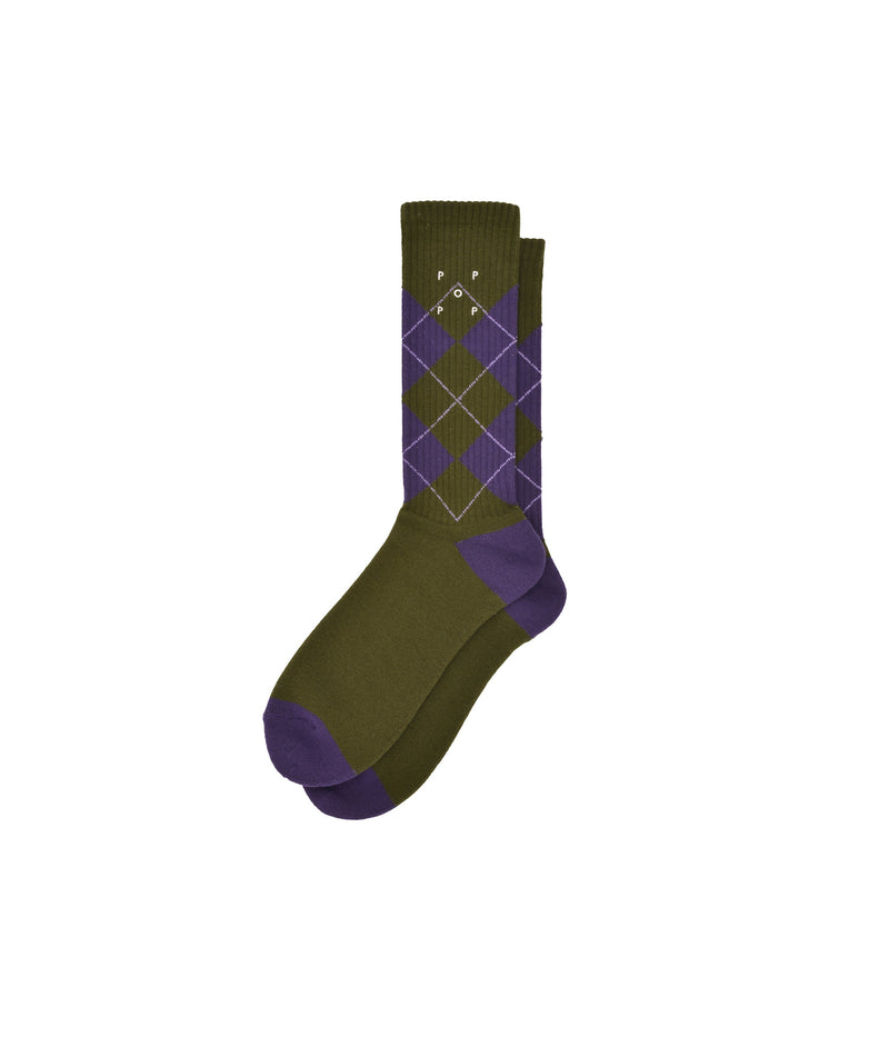 Pop Burly Socks Hunting Green/Dark Purple