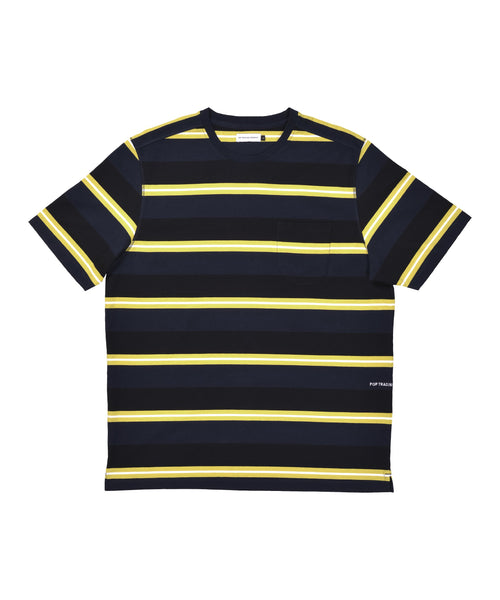 Featured Product Image Of Pop Striped Pocket T-Shirt Navy/Electric Yellow