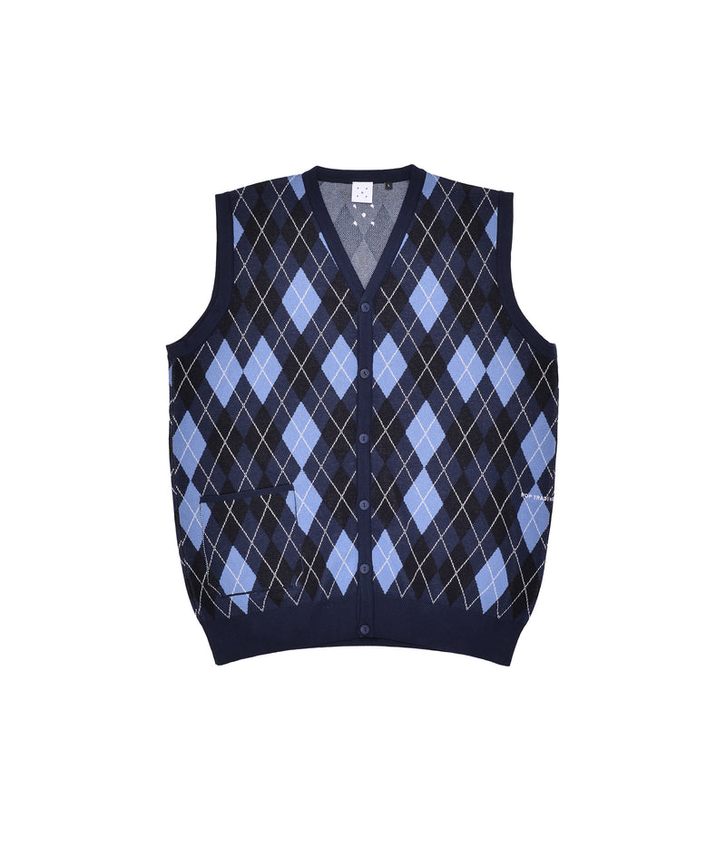 Pop Burlington Cardigan Vest Black/Navy