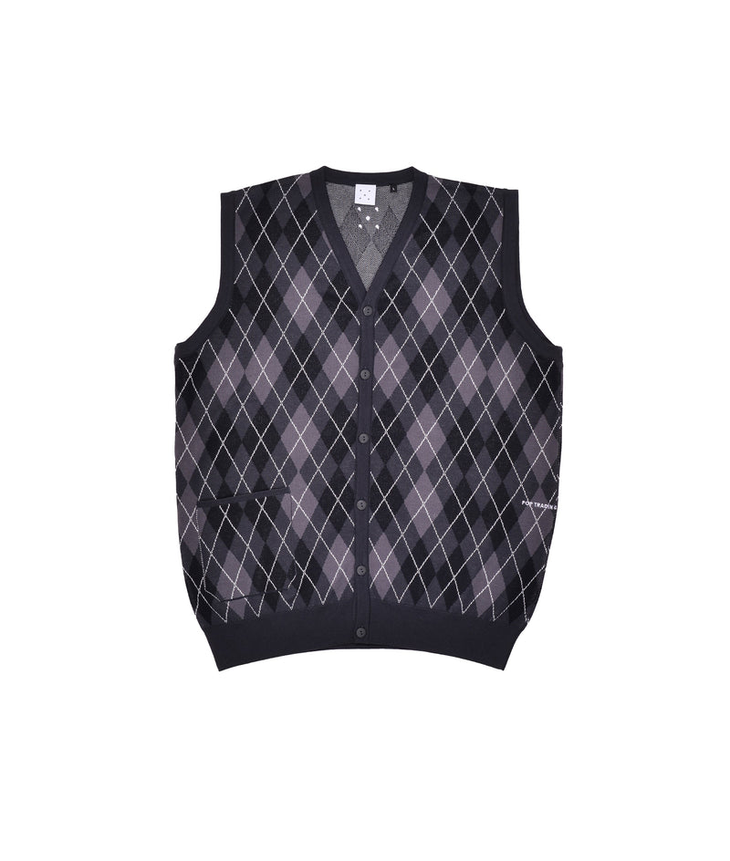 Pop Burlington Cardigan Vest Charcoal